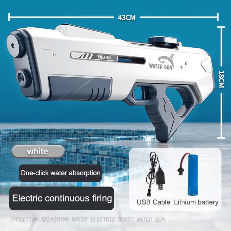 400ML Automatic Space Pulse White Mecha Style Water blaster Shooting Game Pistol Kids Toys