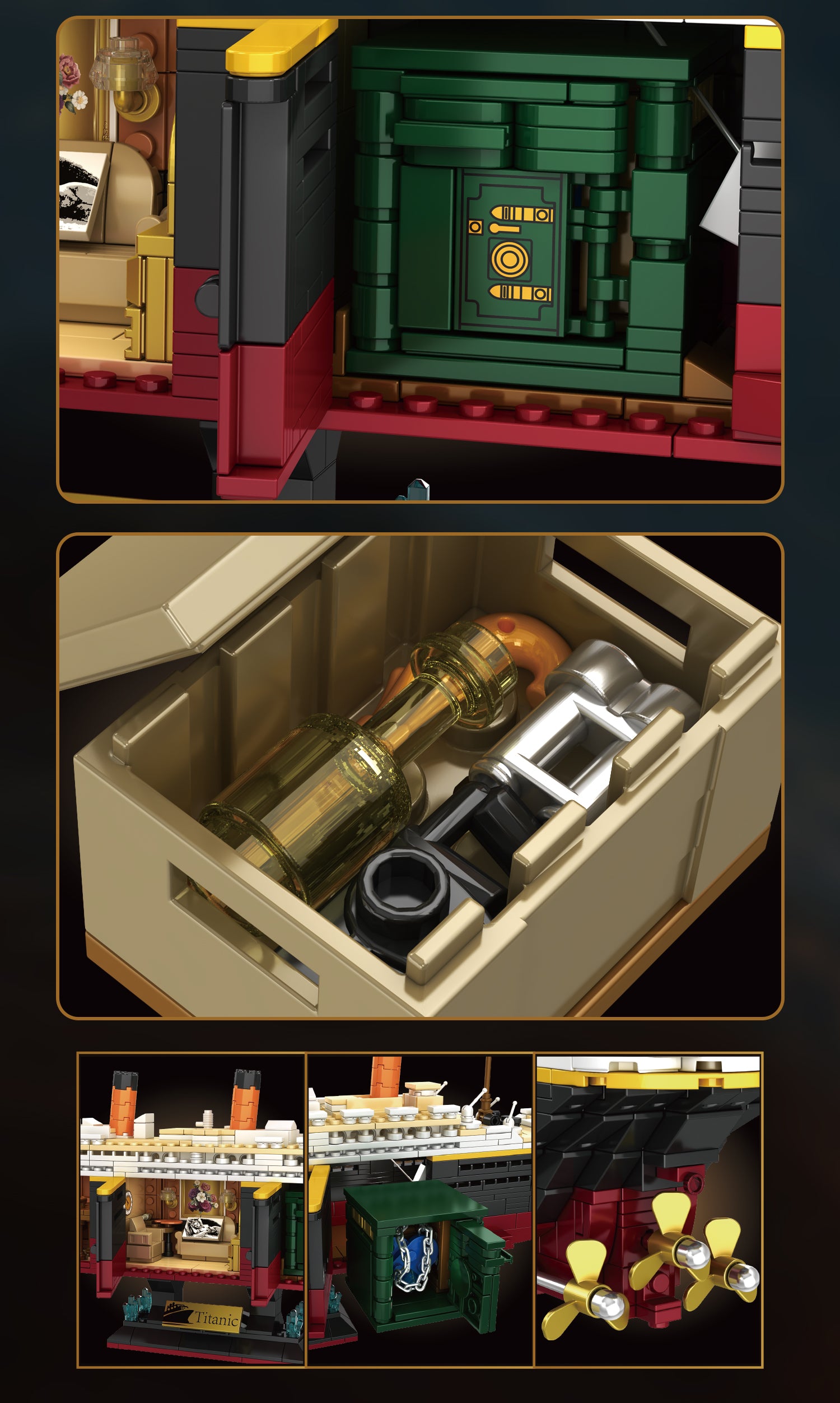 2288PCS Titanic Building Set Big Boat Block Model Set With Light Strip Gift