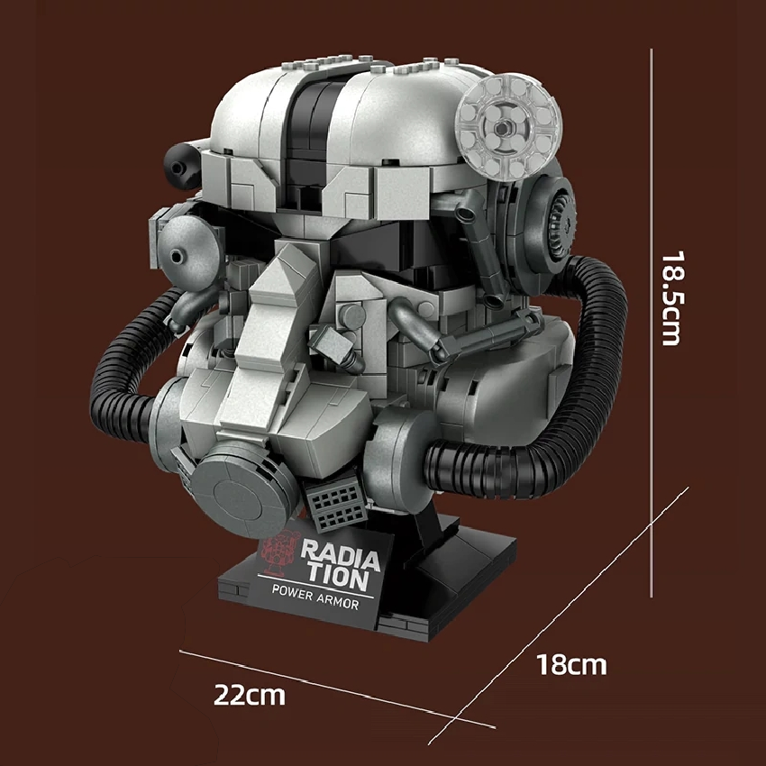 1088pcs Fallout Power Armor Helmet Building Block Set Collectible Decoration WGC