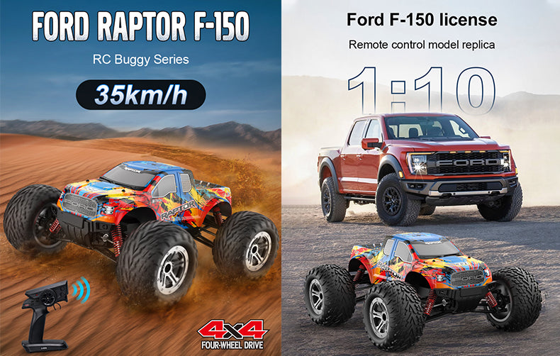 Ford Raptor F-150 RC Buggy Truck Powerful  4 Wheel Drive System Toys Gift for Boys Double E
