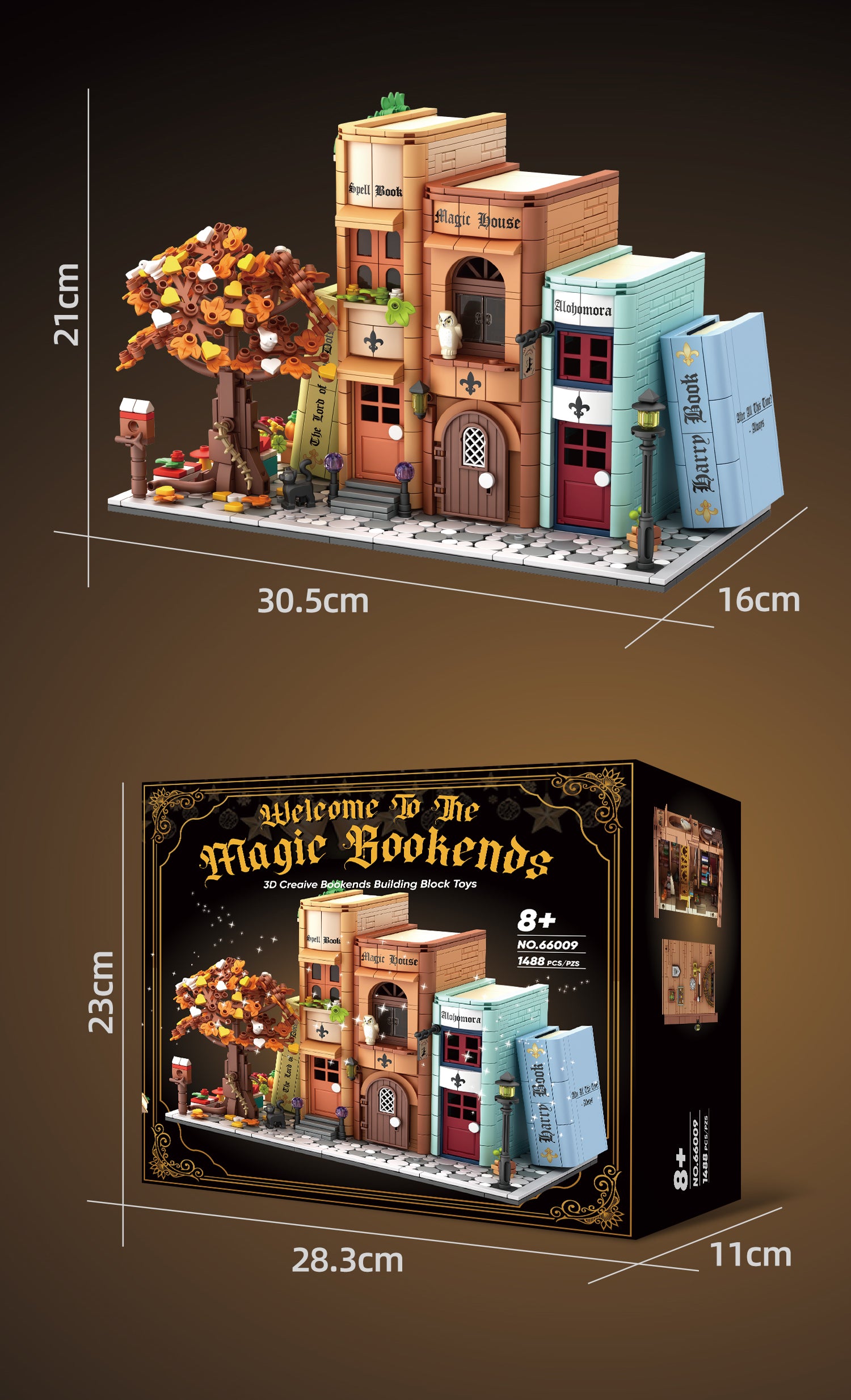 1488PCS Magic Bookends Building 3D Creative Book Stand Building Bookshelf Insert Decoration, Bookcase Miniature House Model