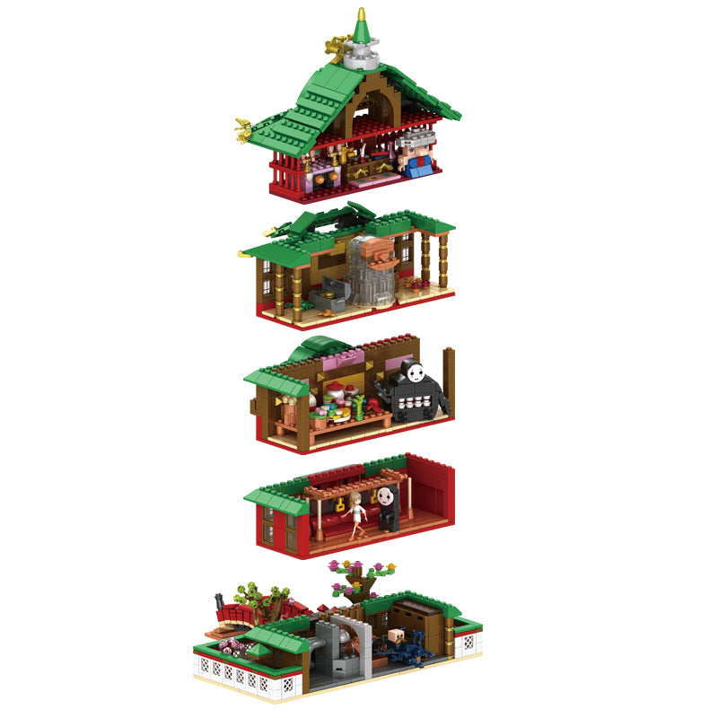 1868PCS Spirited Away Mysterious Town Building Set With Mini Figures Street View Store Model