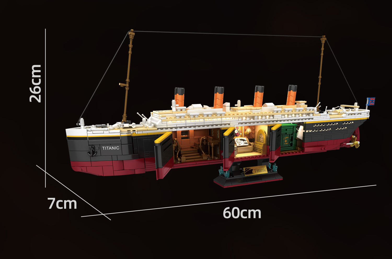 2288PCS Titanic Building Set Big Boat Block Model Set With Light Strip Gift