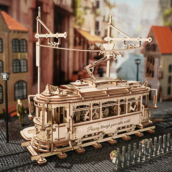 Robotime Rolife ROKR Classic City Tram 3D Wooden Puzzle LK801