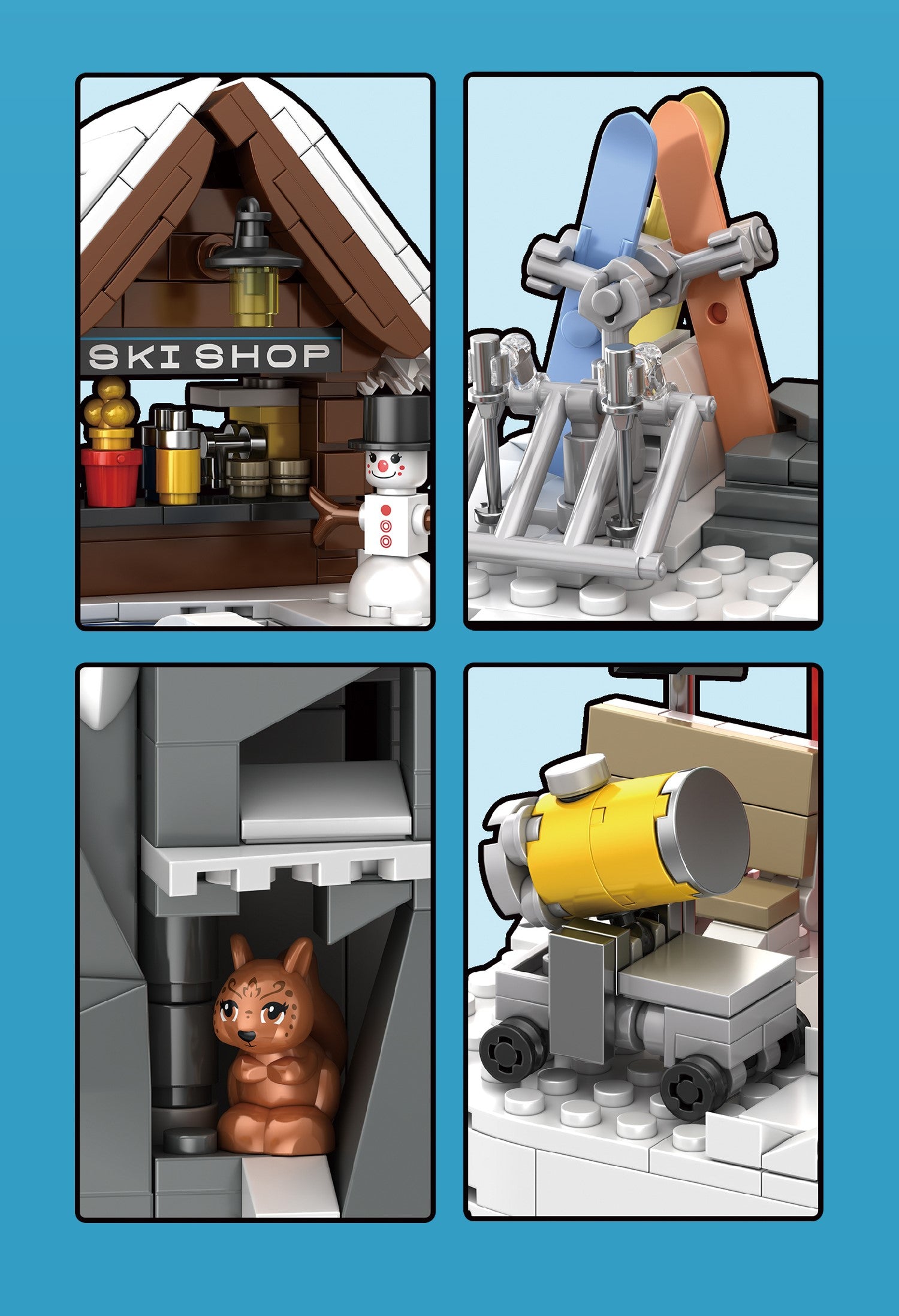 2200pcs Slope Building Block Sets Ski Resort toy with Tent and Snowmobile Architectural Construction Models WGC