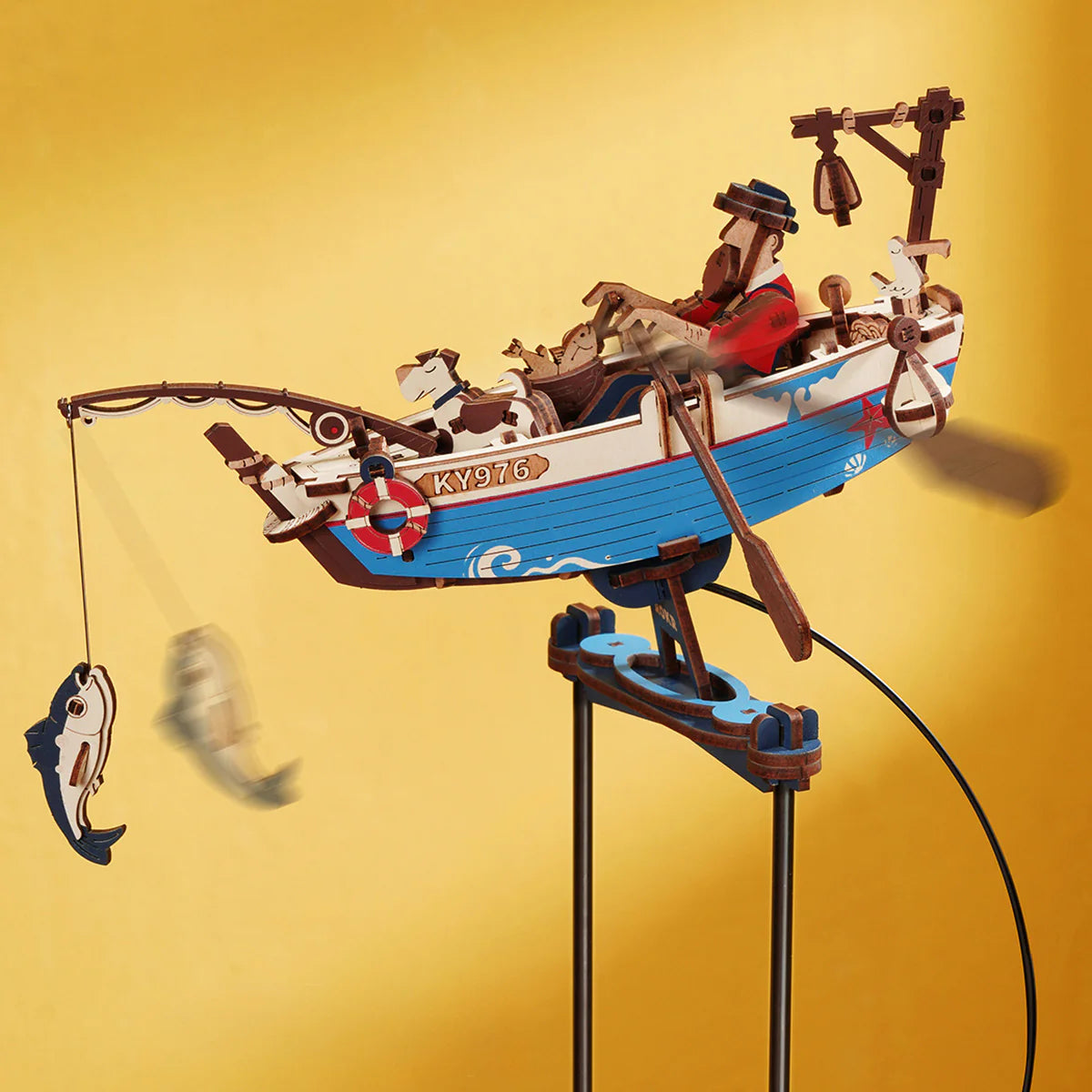 ROKR Ocean Fisher Pendulum Balance Toy 3D Puzzle - MCD02 | Wooden Marine-Themed Kinetic Desk Toy