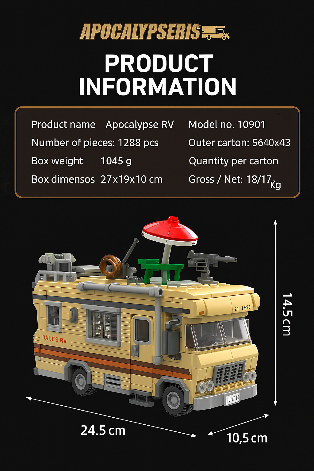 746pcs Zombie Apocalypse Survival Walking Dead RV Building Blocks Set High-Tech Brick Dale's Bus WGC
