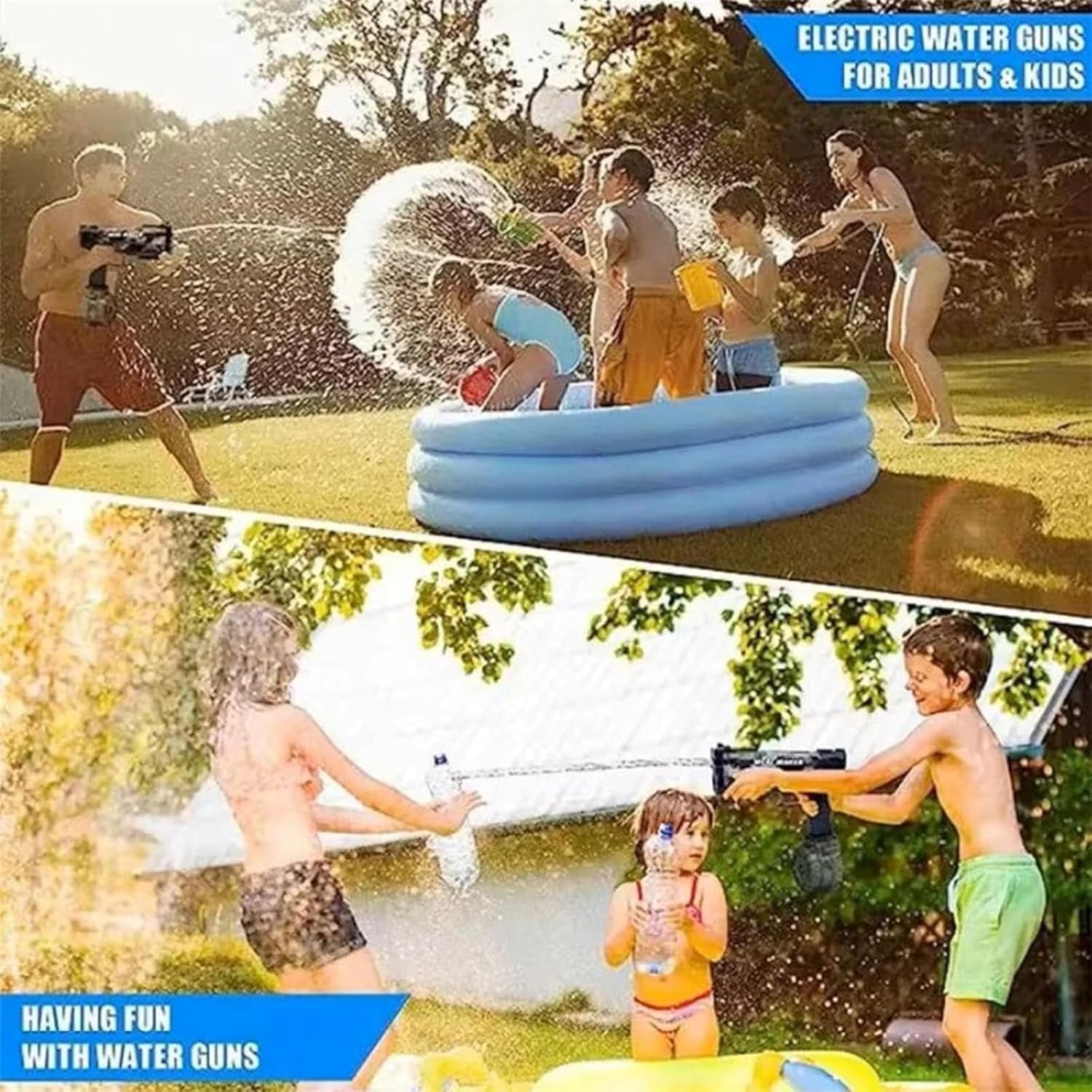 Electric Ultimate Battle Blaster Aqua Combat Light Long Range Motorized Water Gun with Interactive Lighting Black