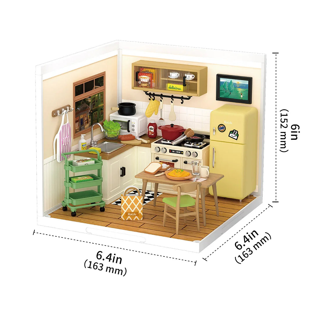 Robotime Rolife ROKR Happy Meals Kitchen DIY Plastic Miniature House DW008