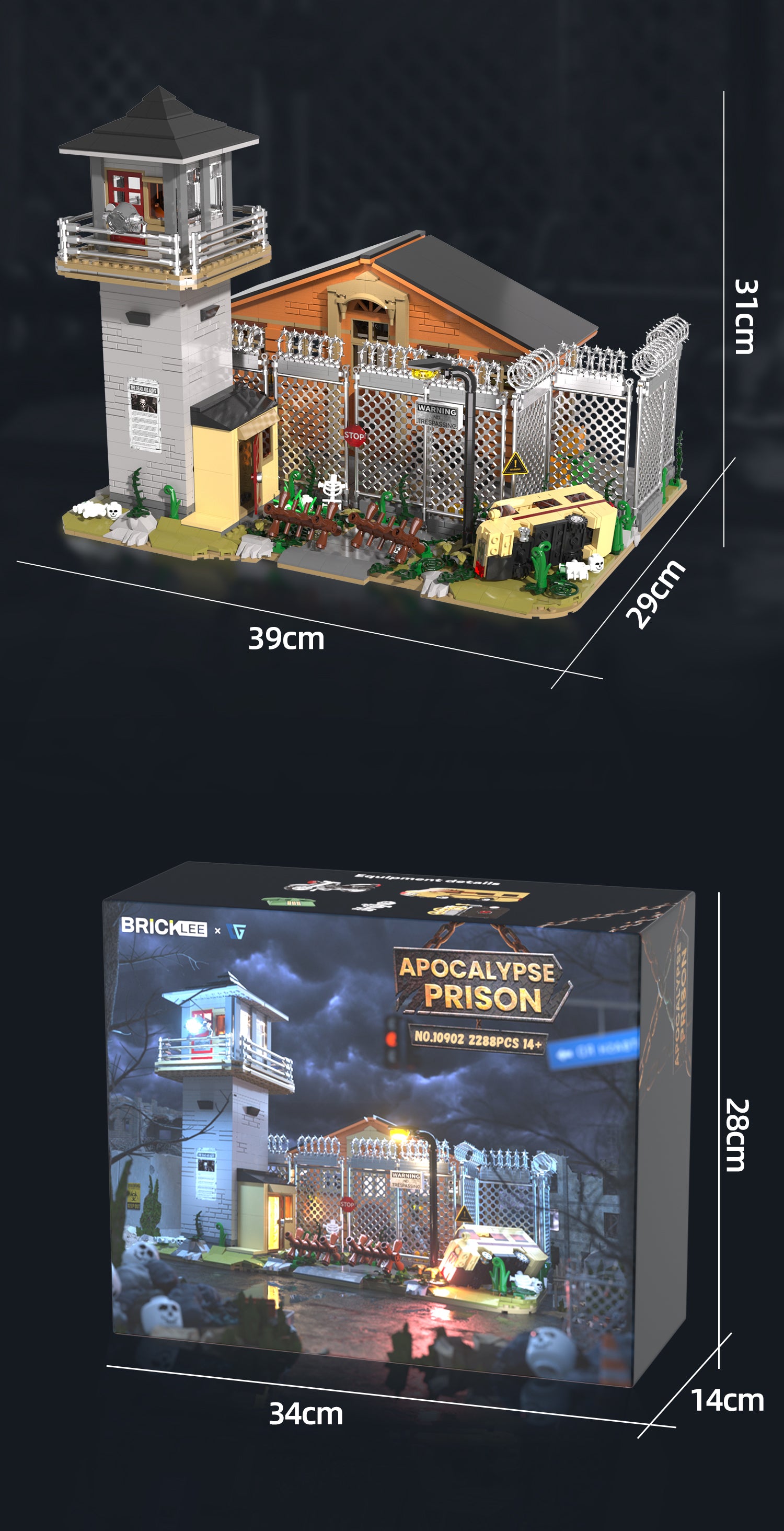 2288pcs The Walking Dead Apocalypse Prison Building Block Creative Design WGC