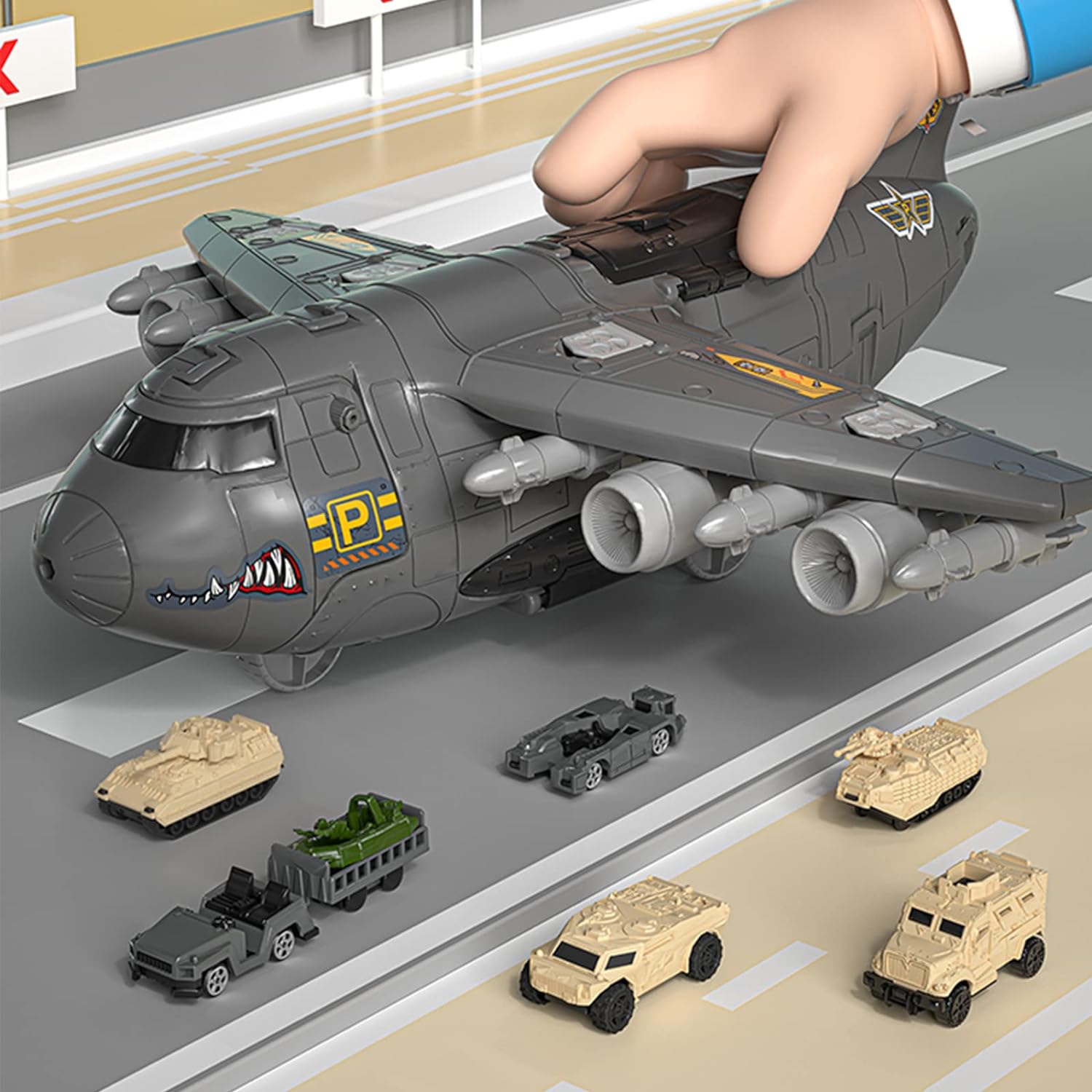 Children's Military Transformation Aircraft C17 Track Gliding Tank Can Store Transport Aircraft Boy Toy Birthday Gift