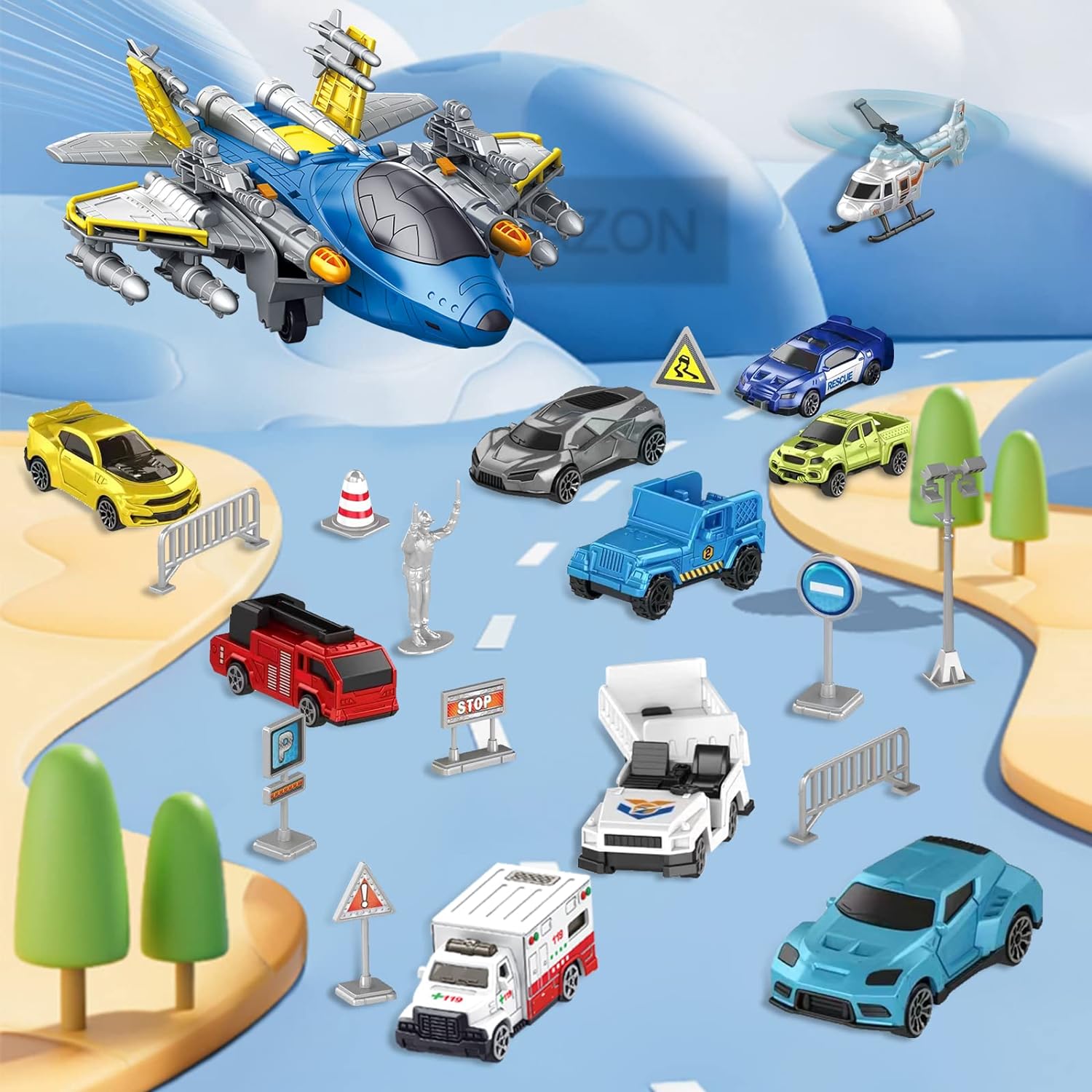 Military Fighter Model Children's Deformation Toys Simulation Puzzle Assembly Toys Car Toy Helicopter Set, Gift for Boys and Girls