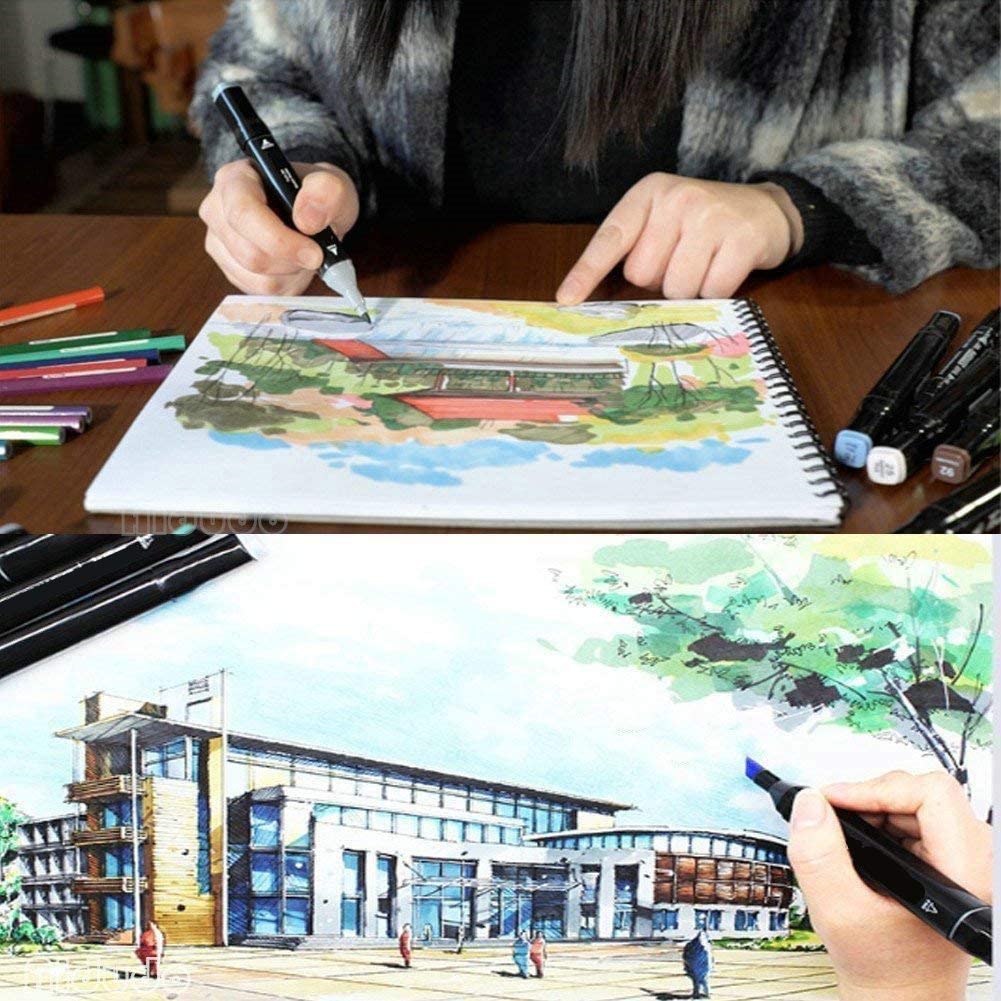 120PCS Colors Alcohol Markers Dual Tips Permanent Art Markers Pen for Kids & Adult, Alcohol-Based Highlighter Pen Sketch Markers for Painting, Coloring, Sketching and Drawing