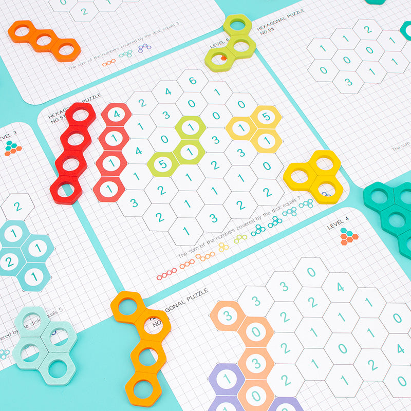 Wooden Honeycomb Fun Ever-Changing Jigsaw Puzzle Logical Thinking Exercise Cognition Hexagonal Puzzle Early Education Game toy