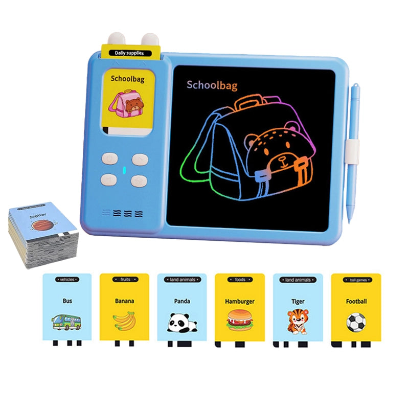510 Words BLUE 2in1 Educational Toy Talking Flash Cards Learning Machine with Writing Tablet