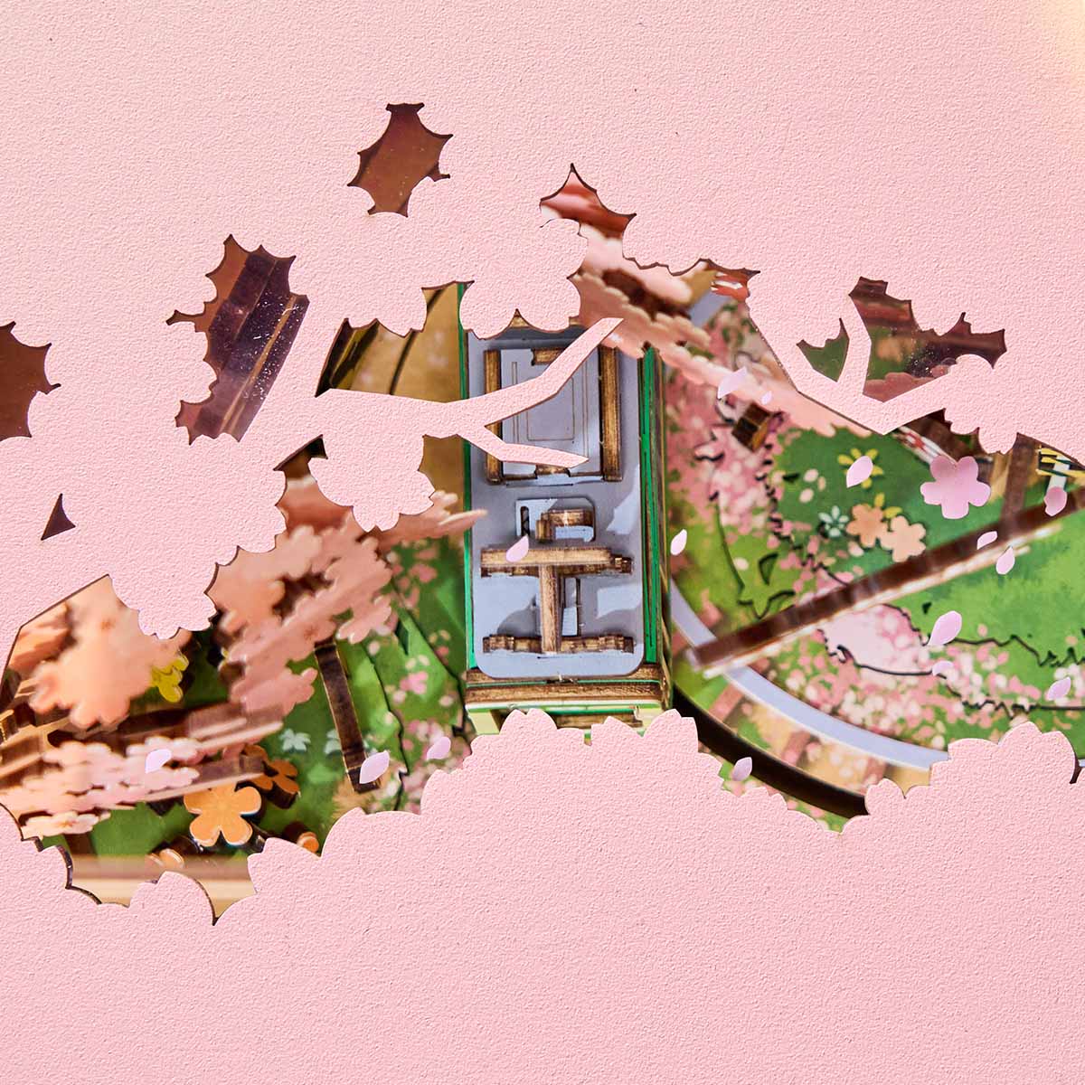 Rolife Sakura Dreamy Tour DIY Music Box 3D Wooden Puzzle - AMT02 | Wind-Up Musical Craft Kit with LED Lights