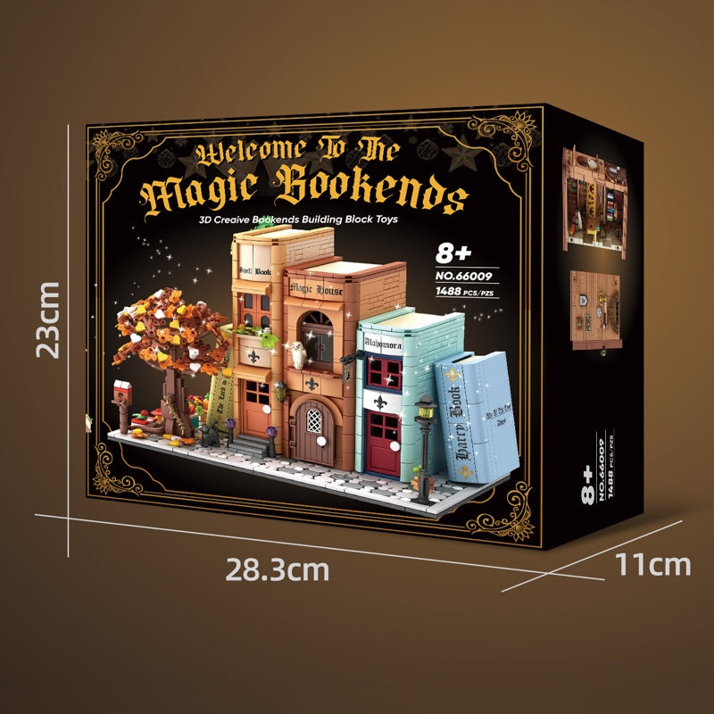 1488PCS Magic Bookends Building 3D Creative Book Stand Building Bookshelf Insert Decoration, Bookcase Miniature House Model