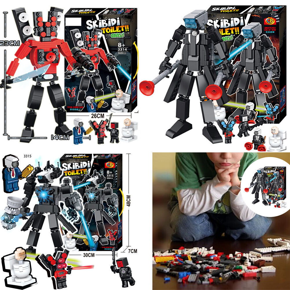 4PACKS 1227PCS Toilet Man Vs Monitor Man Game Figures Speakerman Camera Man Dolls Skibidi Doll Building Block Toys MG1339