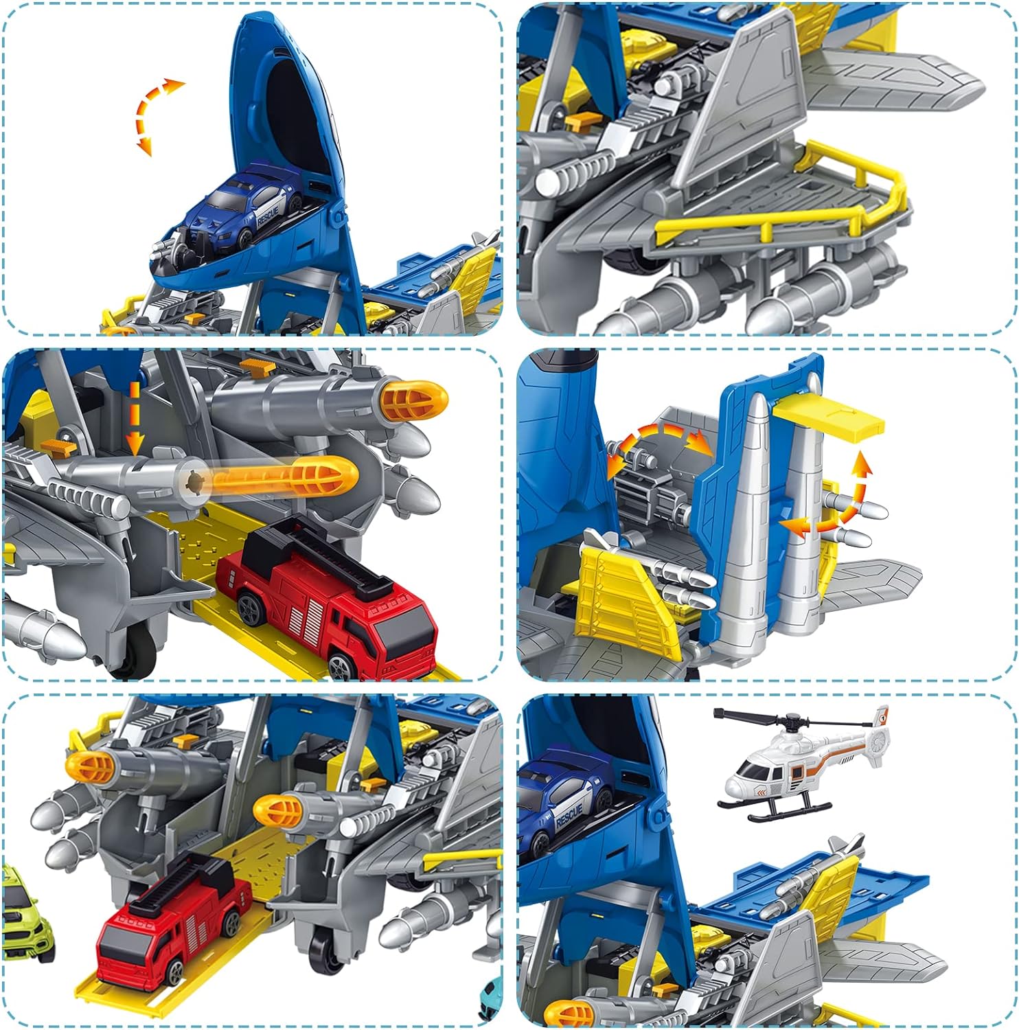 Military Fighter Model Children's Deformation Toys Simulation Puzzle Assembly Toys Car Toy Helicopter Set, Gift for Boys and Girls