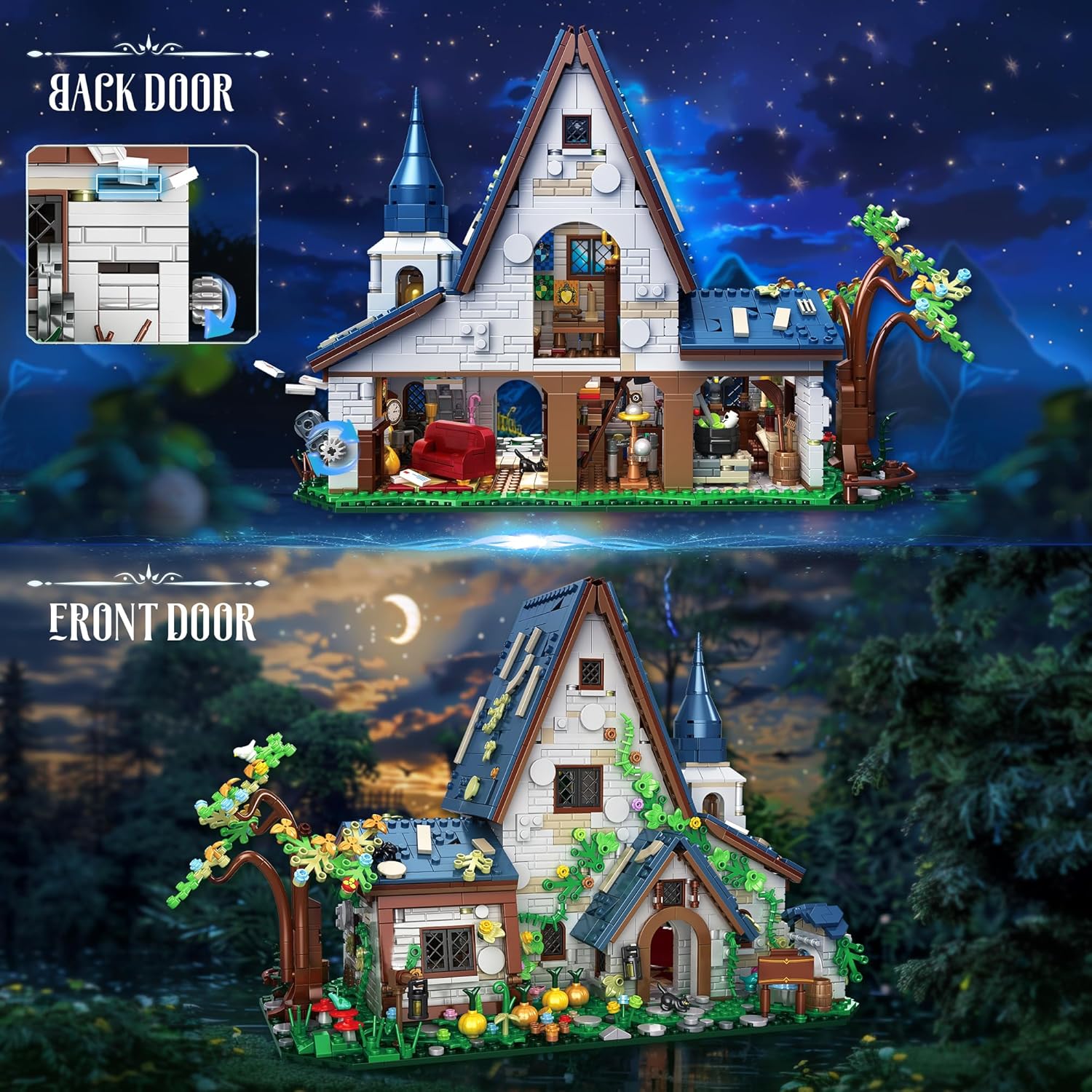 2666PCS Witch House Medieval Architecture The Sanderson Sisters' Cottage Building Toy Set WGC