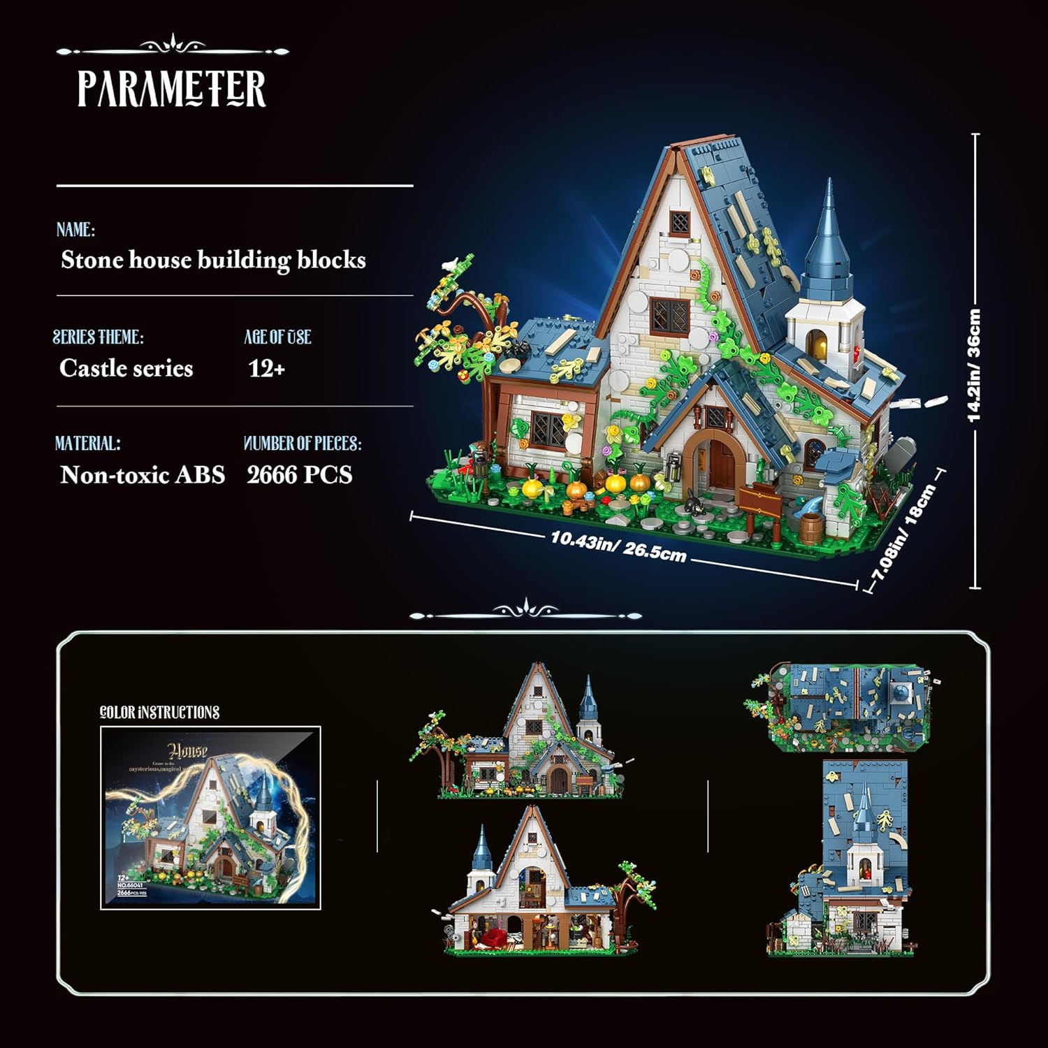 2666PCS Witch House Medieval Architecture The Sanderson Sisters' Cottage Building Toy Set WGC