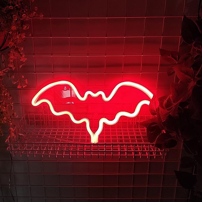 Cute LED Neon Light Wall Decorative bat Theme Birthday for kids  Neon Sign Night Lamp
