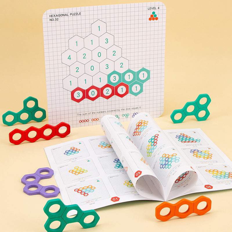 Wooden Honeycomb Fun Ever-Changing Jigsaw Puzzle Logical Thinking Exercise Cognition Hexagonal Puzzle Early Education Game toy