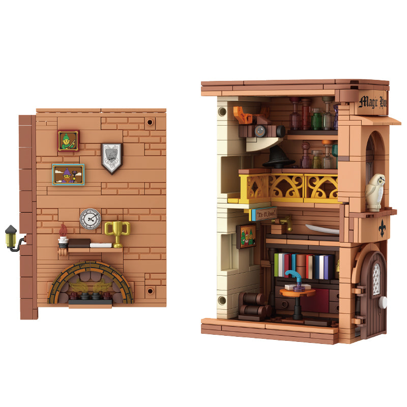 1488PCS Magic Bookends Building 3D Creative Book Stand Building Bookshelf Insert Decoration, Bookcase Miniature House Model