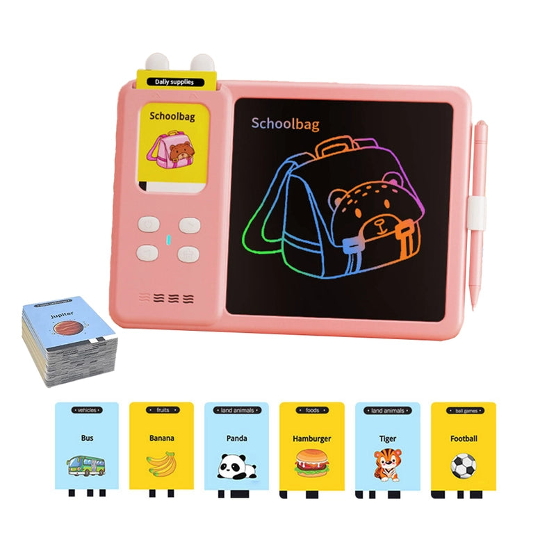 510 Words PINK 2in1 Educational Toy Talking Flash Cards Learning Machine with Writing Tablet