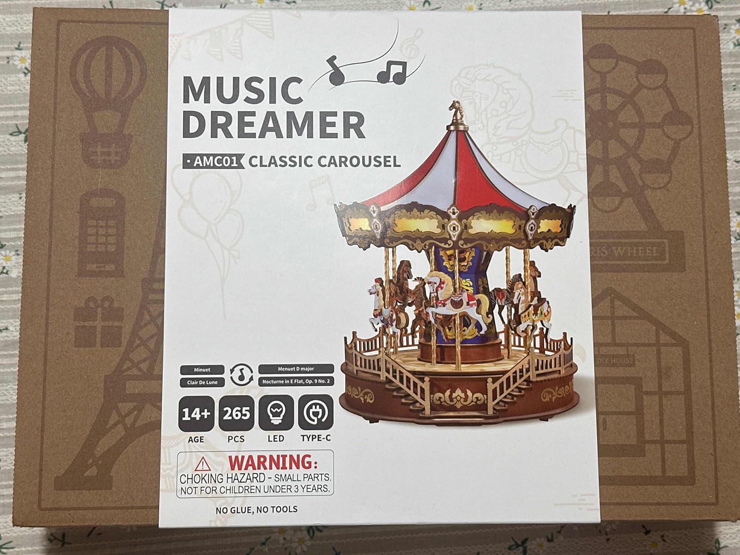 Robotime Rolife Classic Carousel 3D Wooden Puzzle AMC01