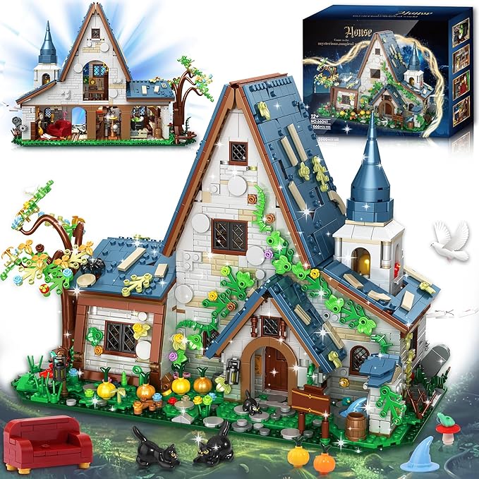 2666PCS Witch House Medieval Architecture The Sanderson Sisters' Cottage Building Toy Set WGC