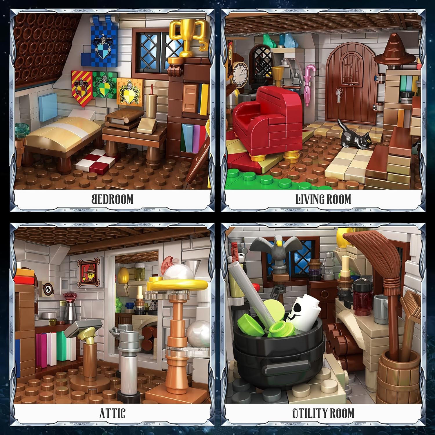 2666PCS Witch House Medieval Architecture The Sanderson Sisters' Cottage Building Toy Set WGC