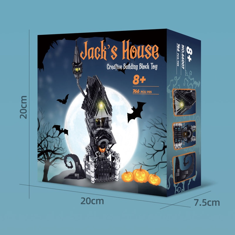 766PCS Halloween Building Set Mansion House Building Blocks Kit with Glowing Lighting Gift for Fans and Kids