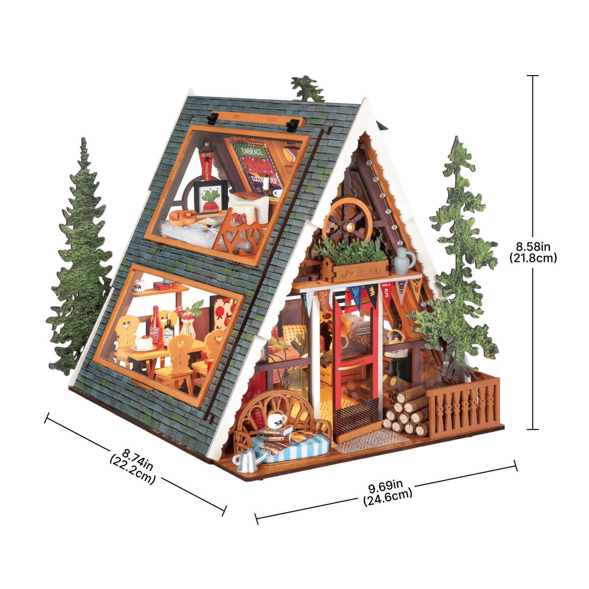 Rolife DIY Miniature House - A-Frame Cabin DG181｜3D Wooden Puzzle with LED Lights for Adults  SEO-Optimized Description: