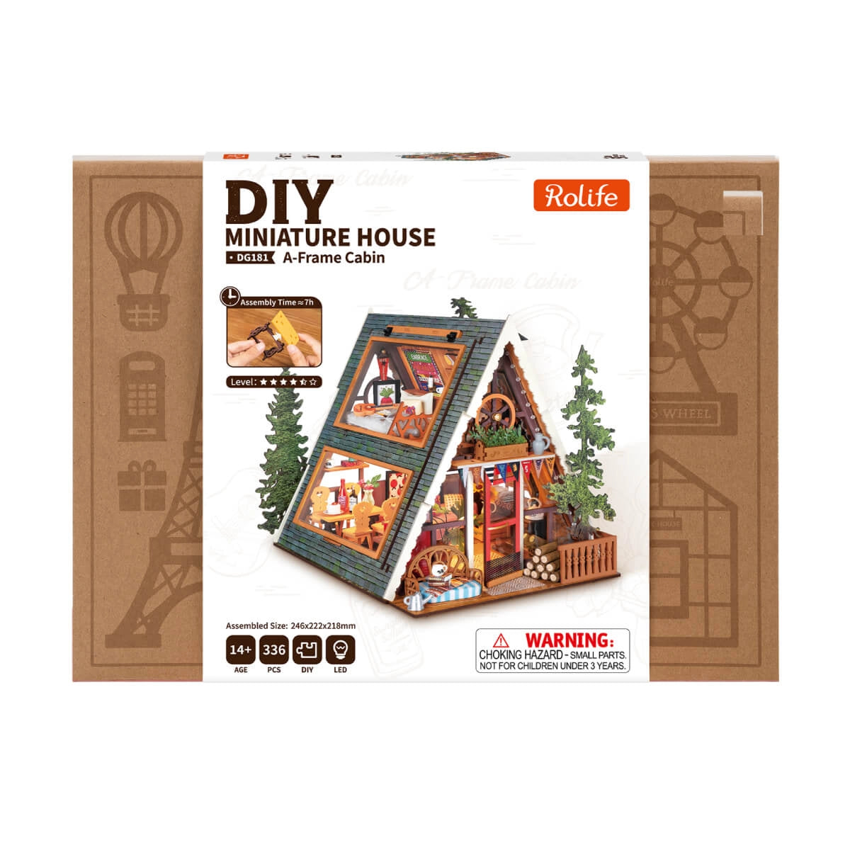 Rolife DIY Miniature House - A-Frame Cabin DG181｜3D Wooden Puzzle with LED Lights for Adults  SEO-Optimized Description: