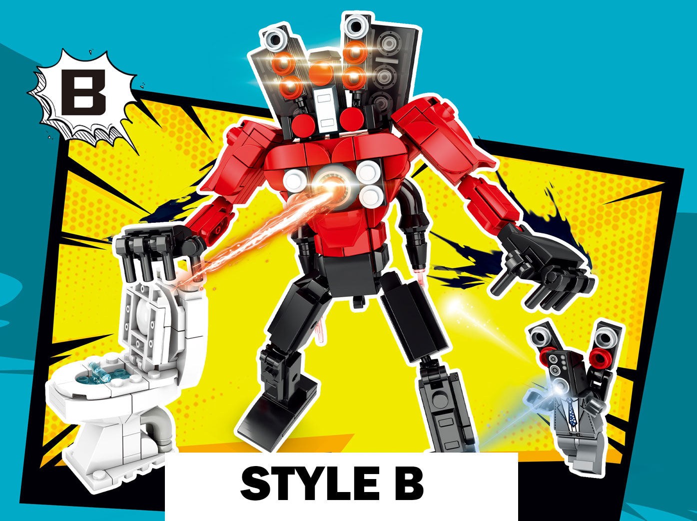 4PACKS 1227PCS Toilet Man Vs Monitor Man Game Figures Speakerman Camera Man Dolls Skibidi Doll Building Block Toys MG1339