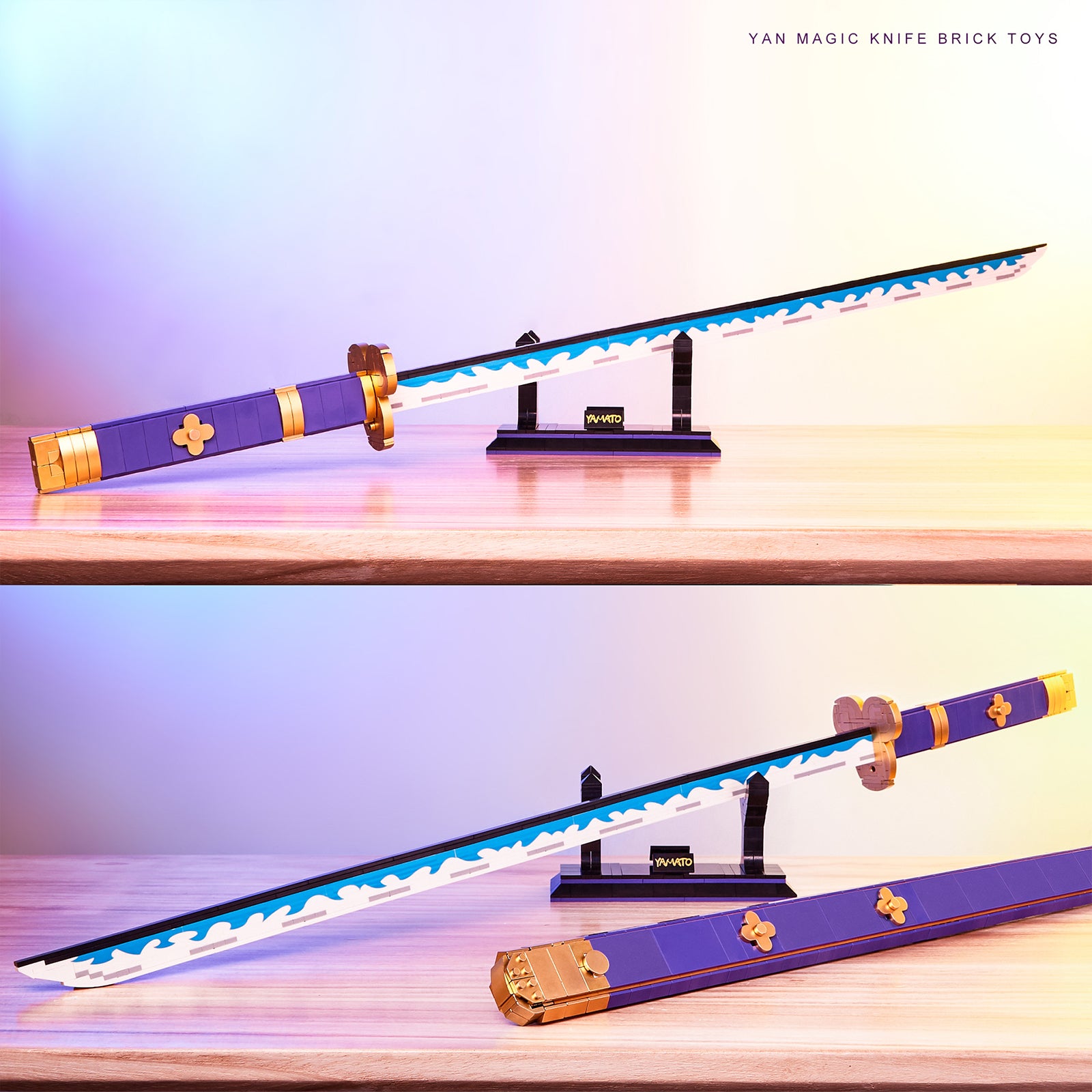 Demon 1502 Zoro Sword Collection Blocks Toys, Katana Model Building Block, Japanese Samurai Sword Bricks, 38" Yamato Sword Set