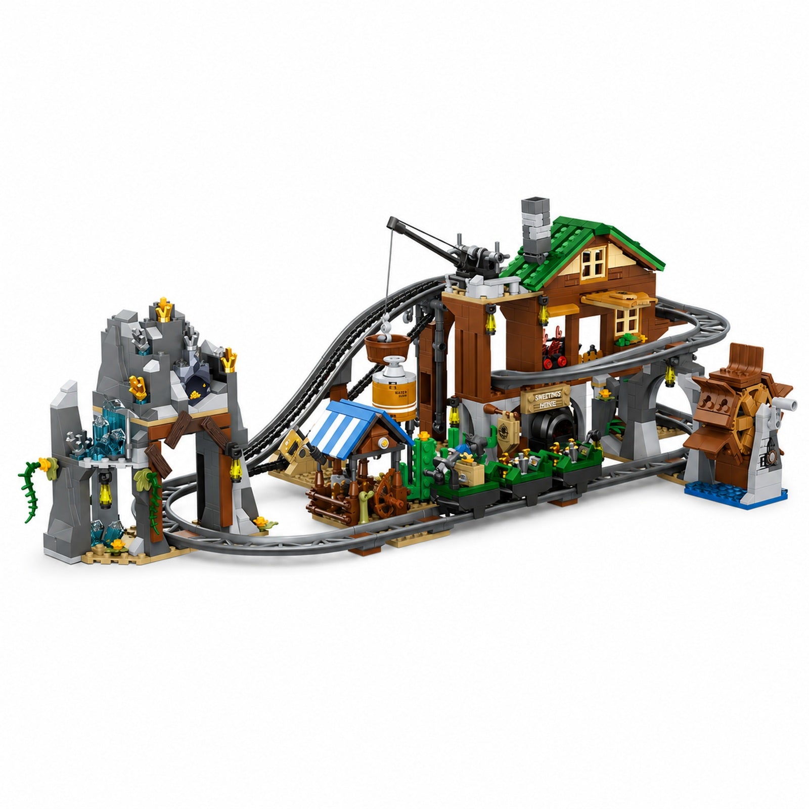 Orbital Adventure Mine Roller Coaster Building Block Set completed model on white background