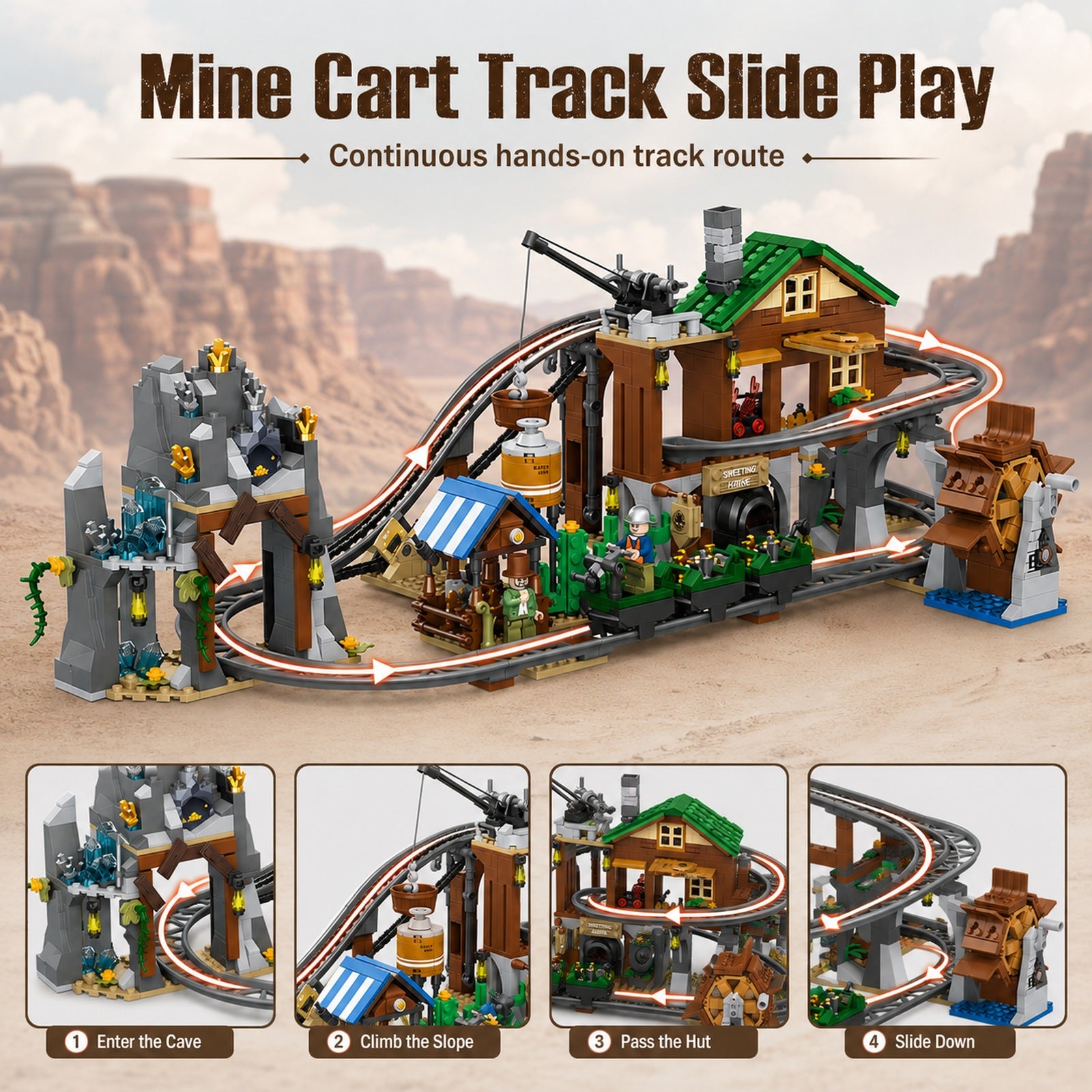 Orbital Adventure Mine Roller Coaster mine cart track slide play route