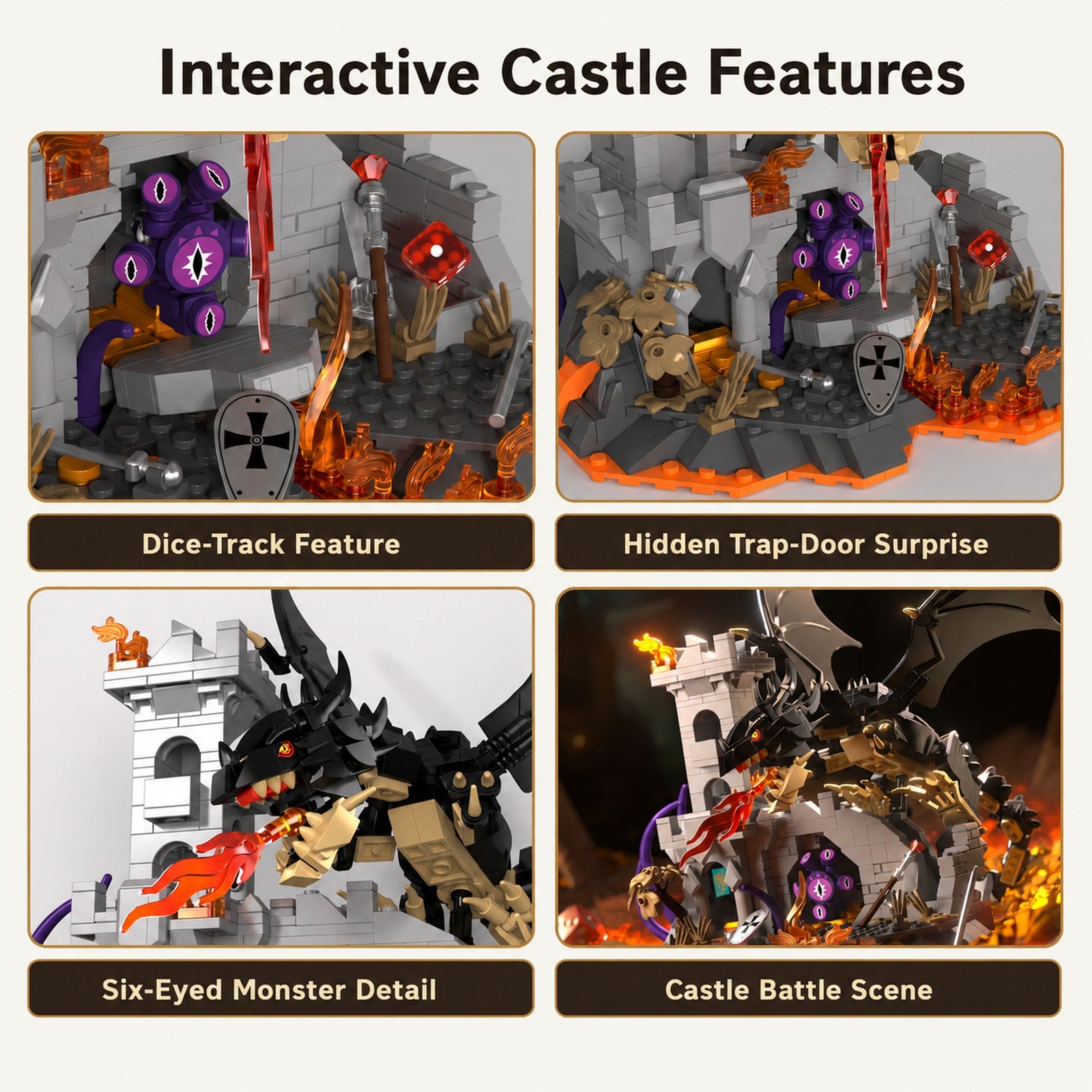 Dragon Flame Castle printed detail pieces