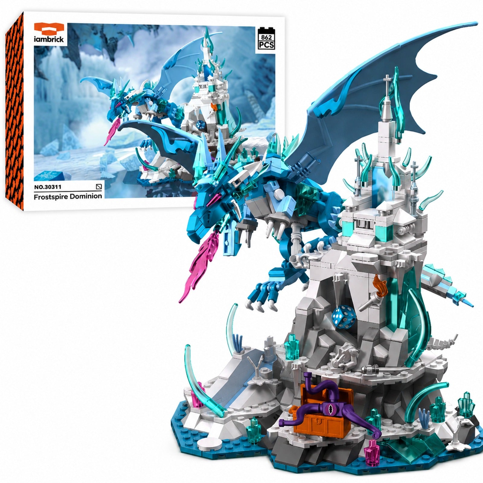 Frostspire Dominion ice dragon castle product and package image