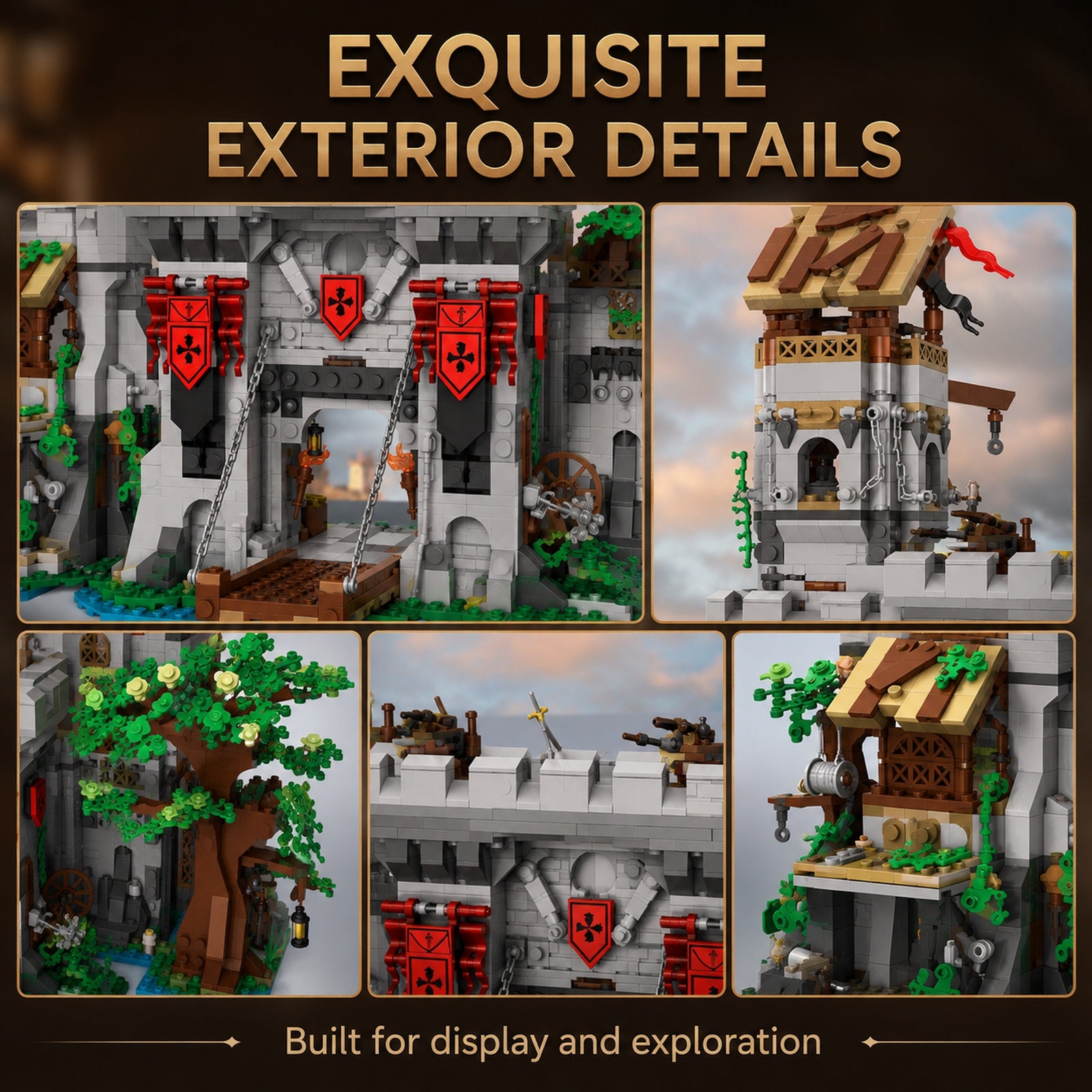 Medieval Knight Fortress castle exterior details