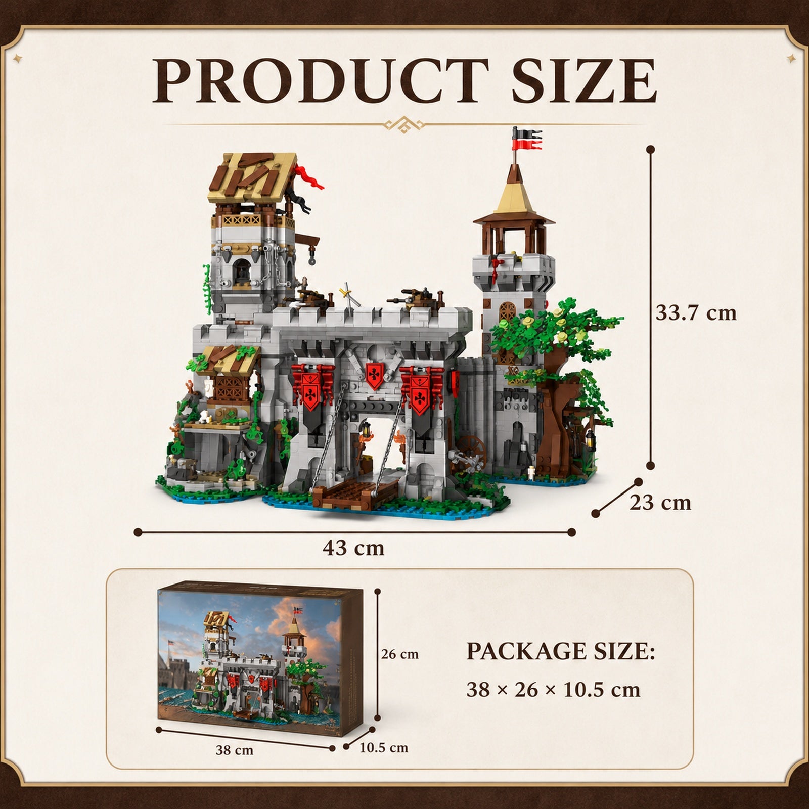 Medieval Knight Fortress size information diagram