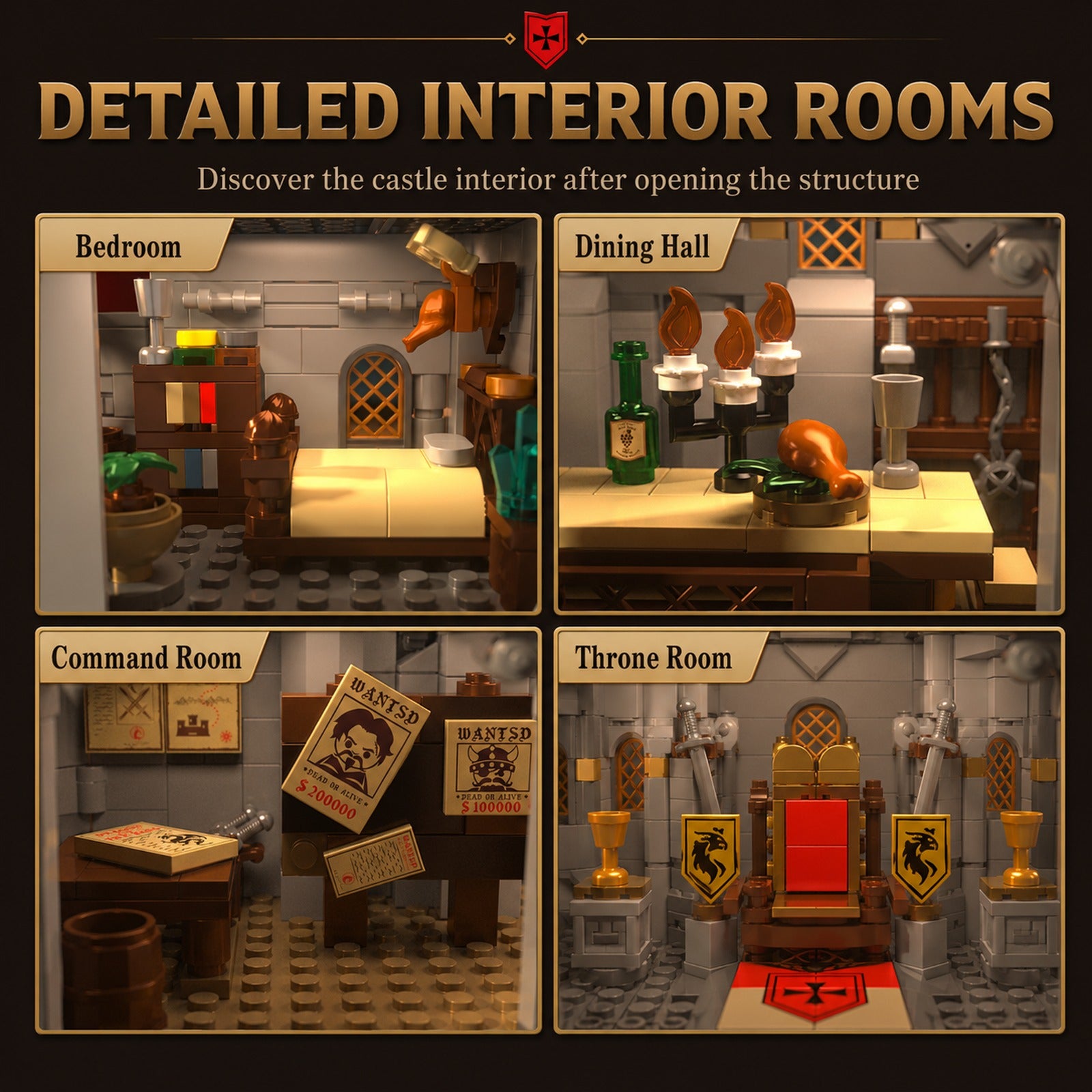 Medieval Sword Castle detailed interior rooms