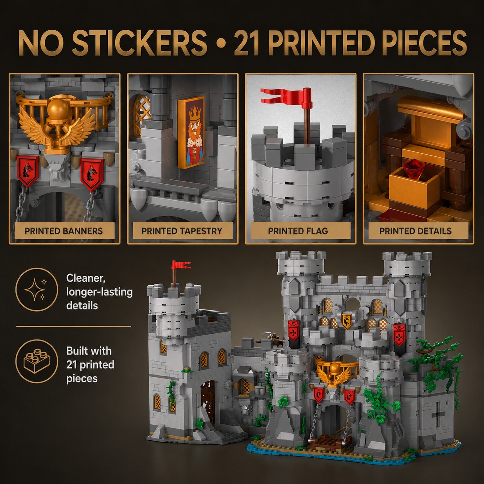 Medieval Sword Castle printed pieces with no stickers