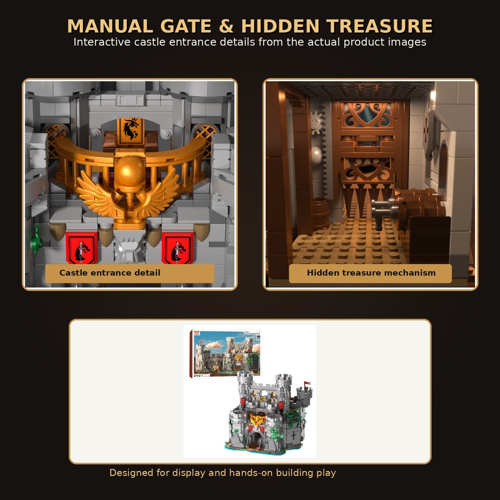 Medieval Sword Castle gate and hidden treasure feature