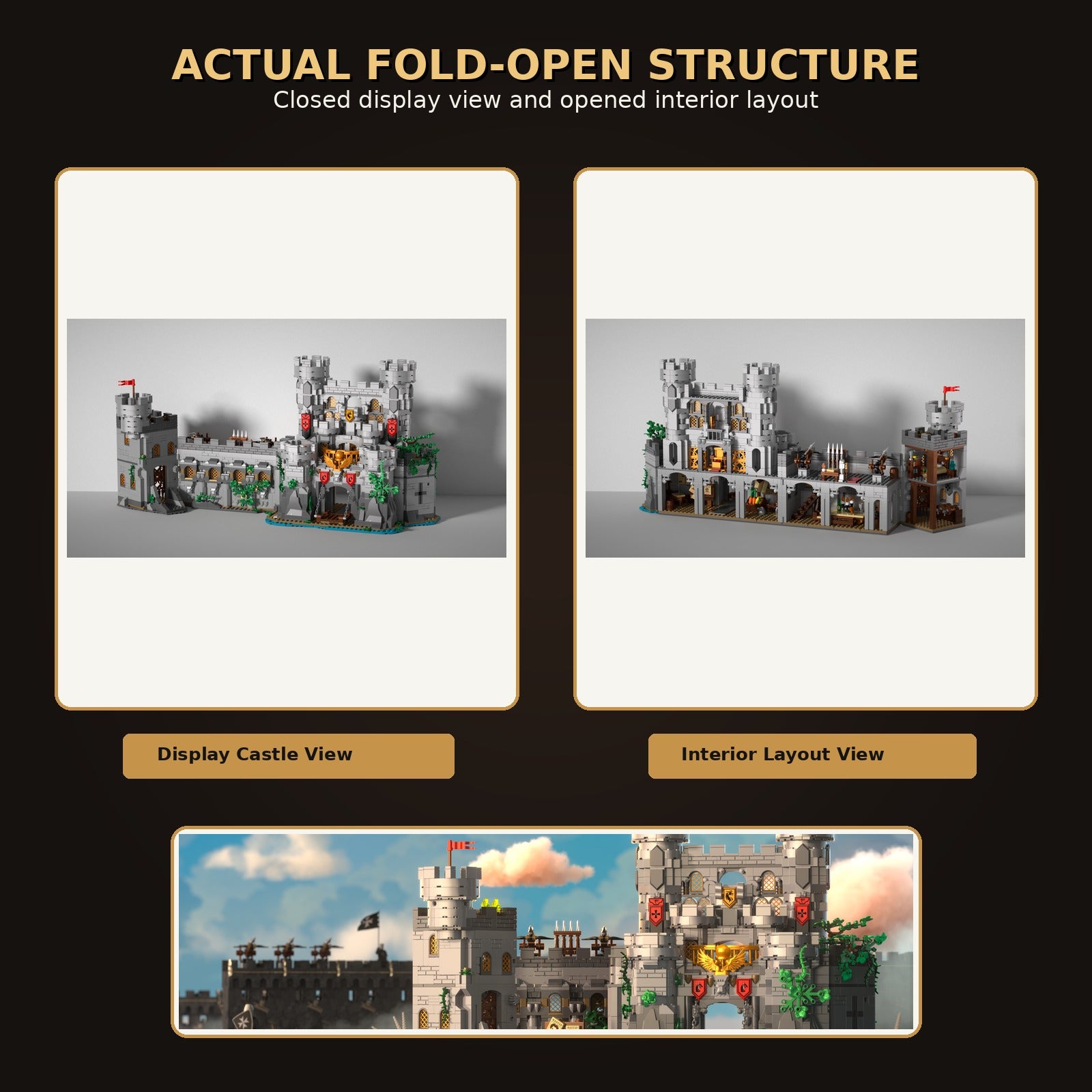 Medieval Sword Castle actual fold open views