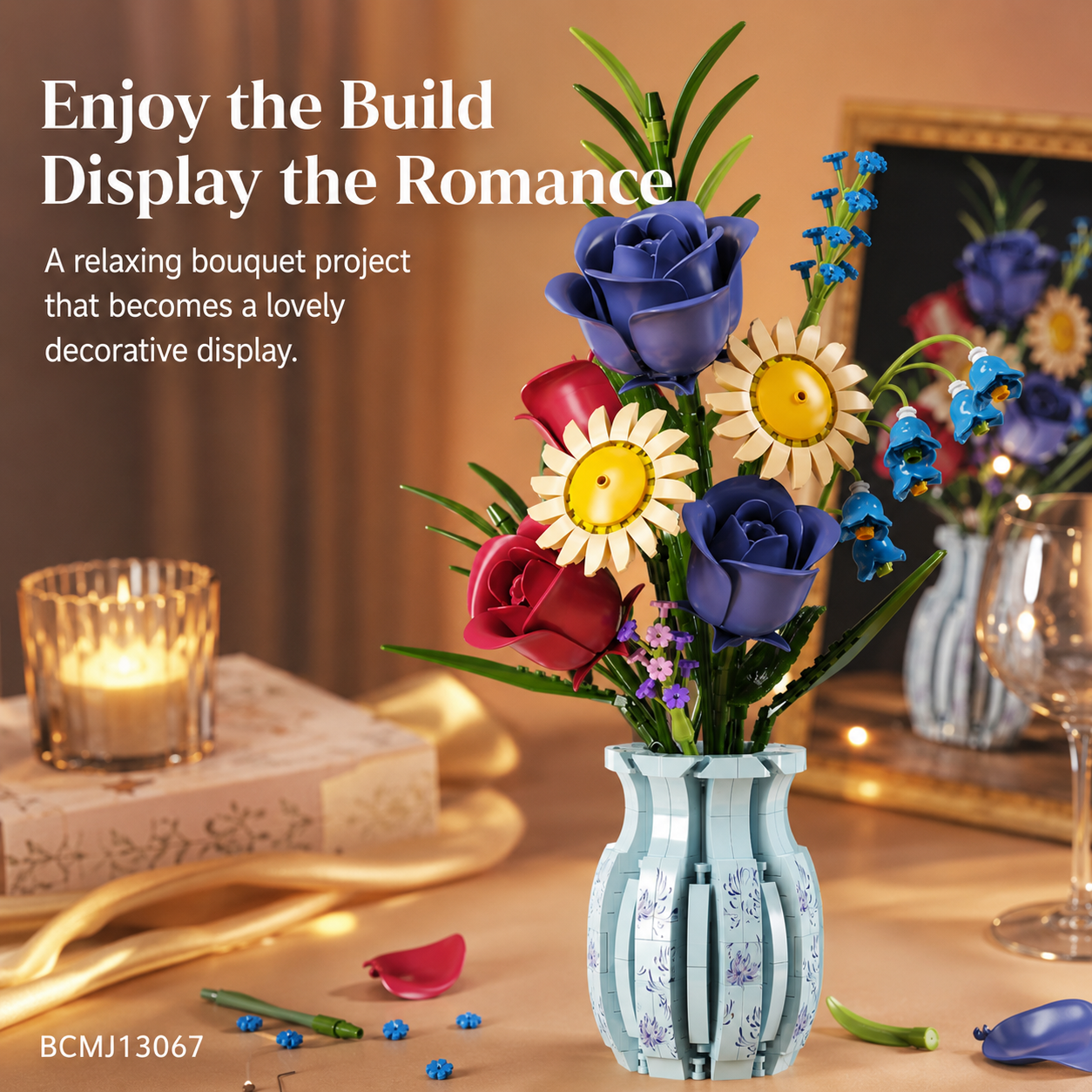 Bunch of Flowers Building Blocks Bouquet – DIY Floral Display Set with Vase - build and display feature image