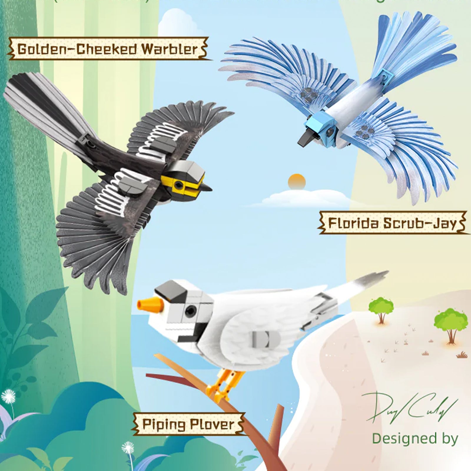 CaDA C71025W 382 Pcs Elements Endangered Birds of North America building blocks Compatible with Lego