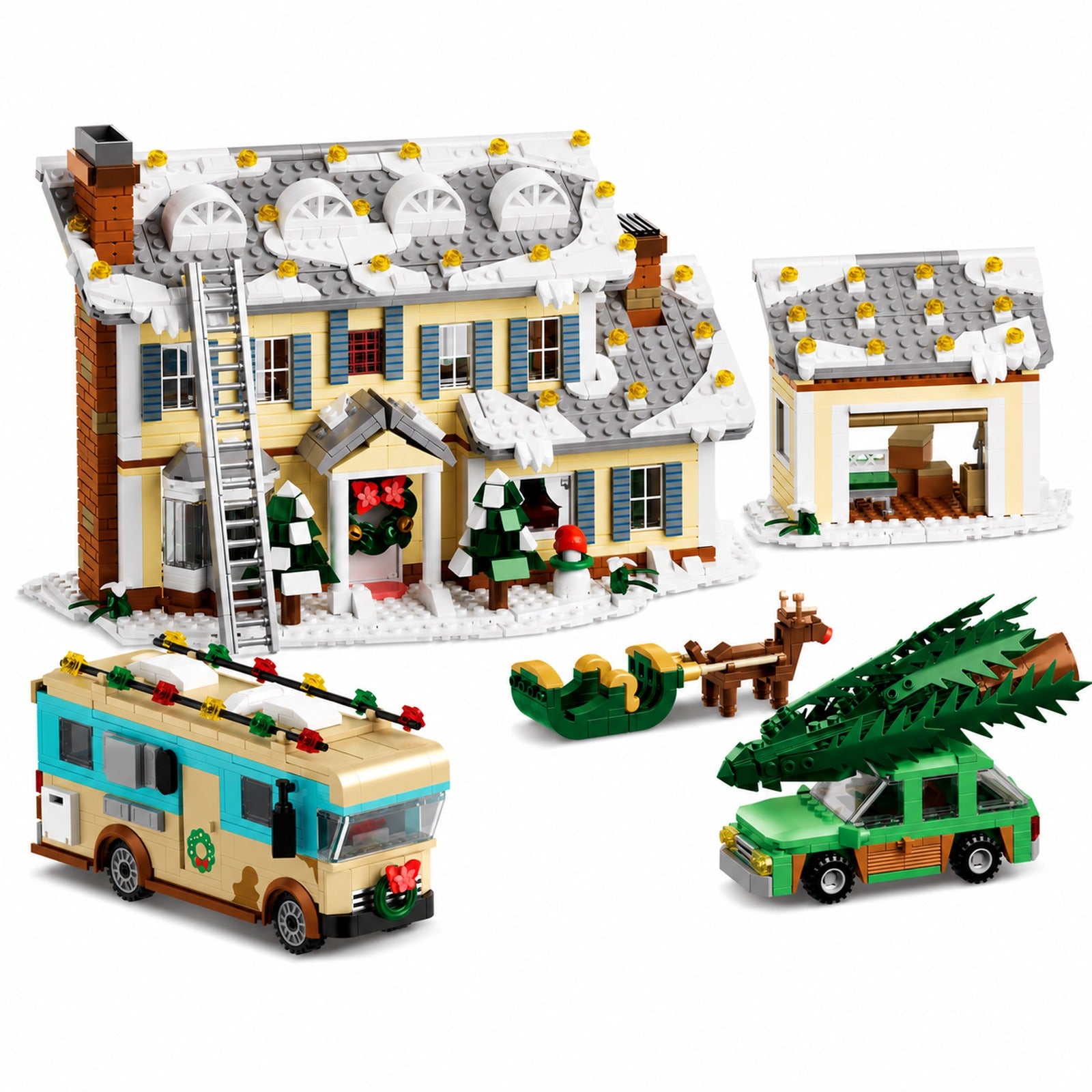 Light-Up Christmas Holiday House Building Blocks Display Set main product view